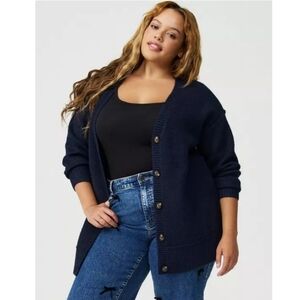 Torrid Navy Blue Peacoat Vegan Cashmere V-Neck Soft Long Sleeve Cardigan Sz M/L